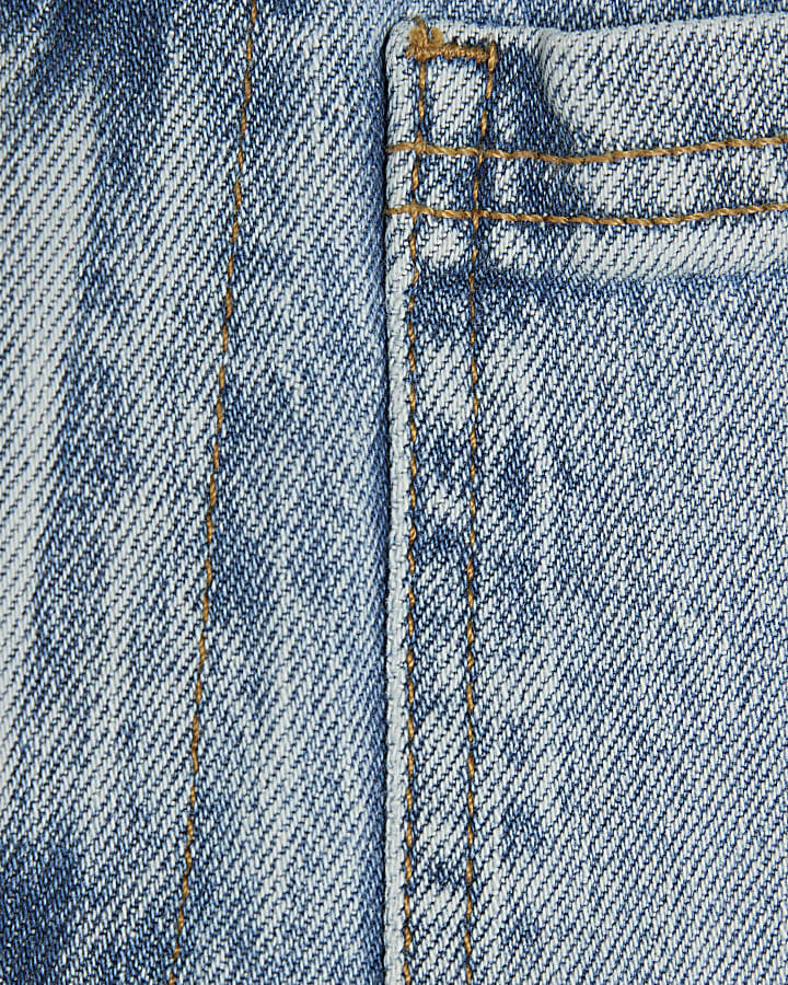 Blue Denim High Rise Front Pocket Shorts