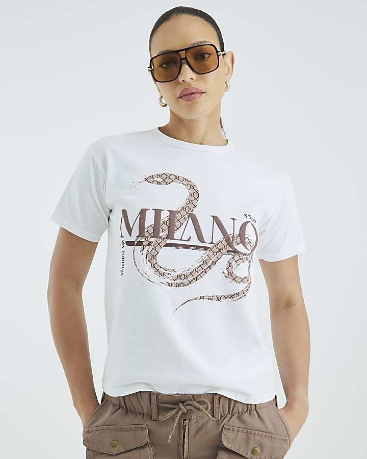 White Monogram Print Snake Baby T-shirt