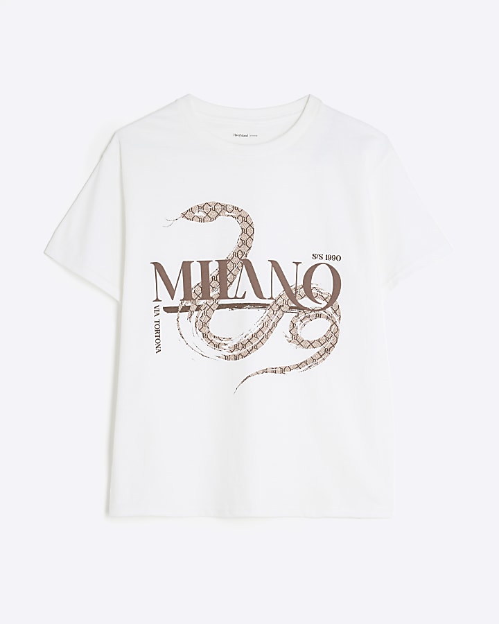 White Monogram Print Snake Baby T-shirt