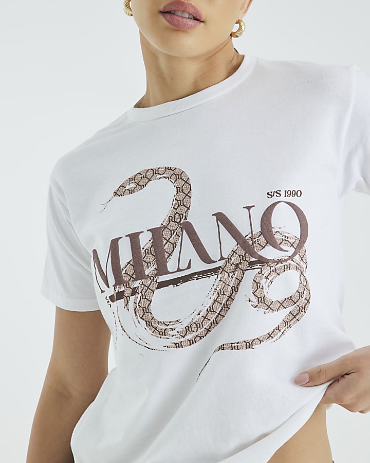 White Monogram Print Snake Baby T-shirt