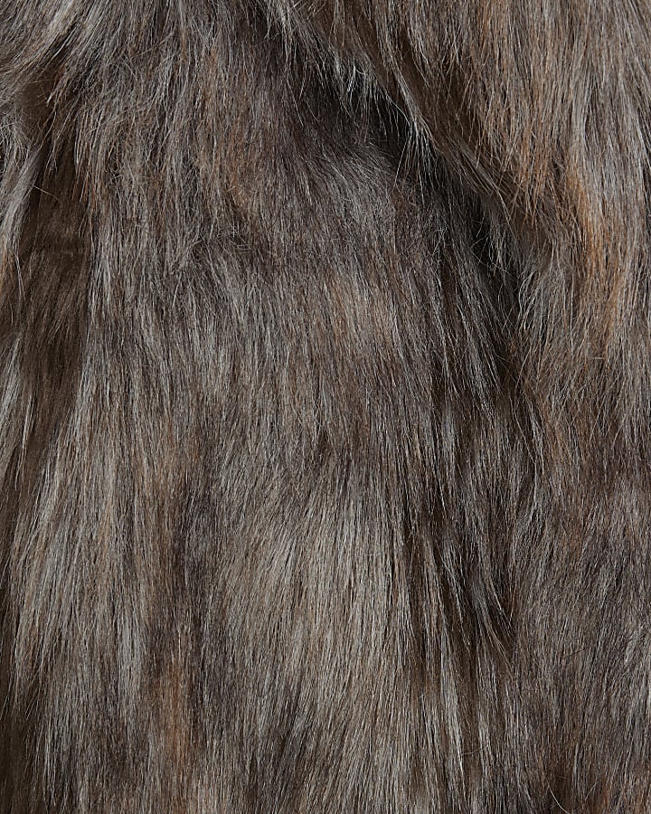 Grey Faux Fur Longline Coat