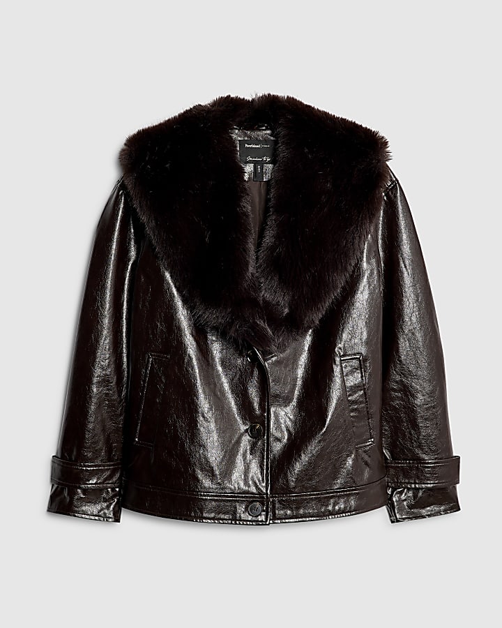 Brown Faux Fur Lined Jacket