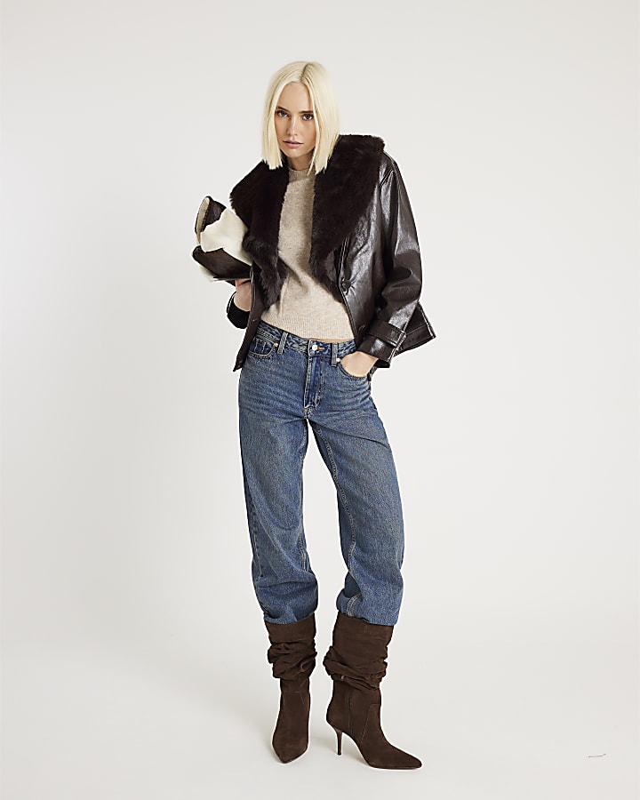 Brown Faux Fur Lined Jacket