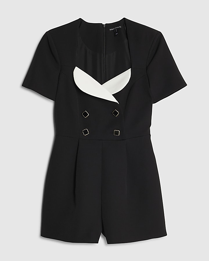 Black Contrast Tailored Playsuit