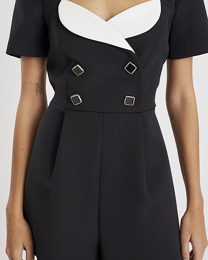 Black Contrast Tailored Playsuit
