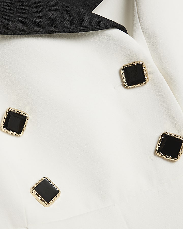 White Contrast Tailored Playsuit