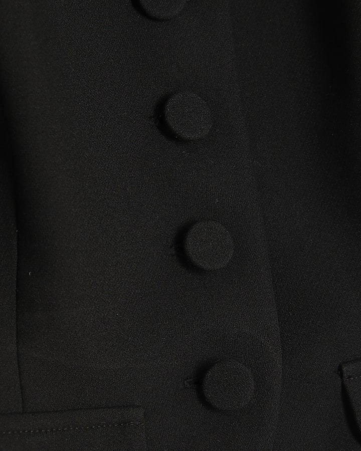 Black Tailored Button Up Top
