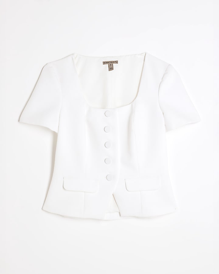 White Tailored Button Up Top