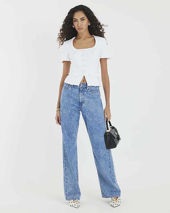 White Tailored Button Up Top