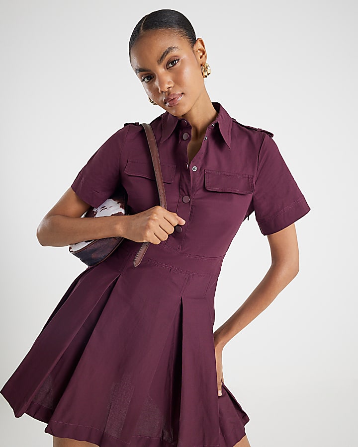 Red Utility Mini Dress