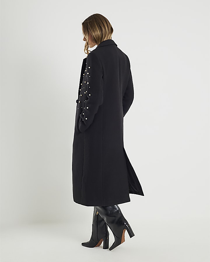 Black Pearl Embellished Coat