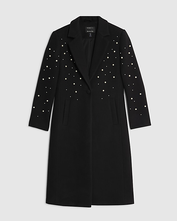 Black Pearl Embellished Coat