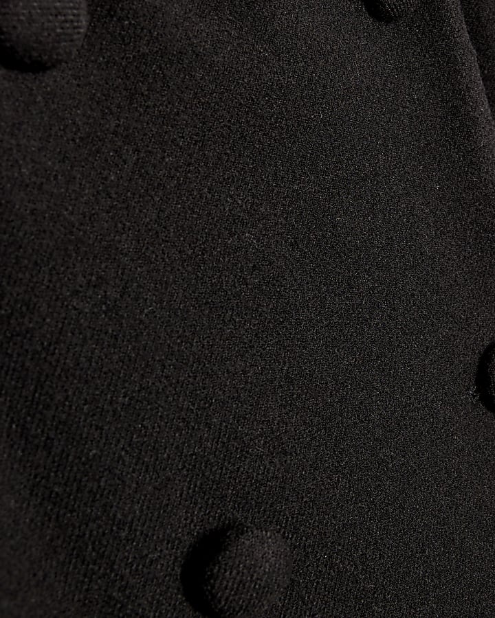 Black Faux Fur Trim Belted Coat