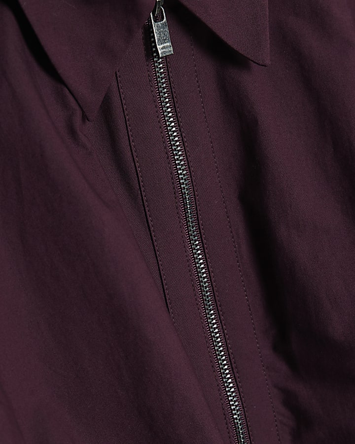 Purple Zip Front Cropped Shirt