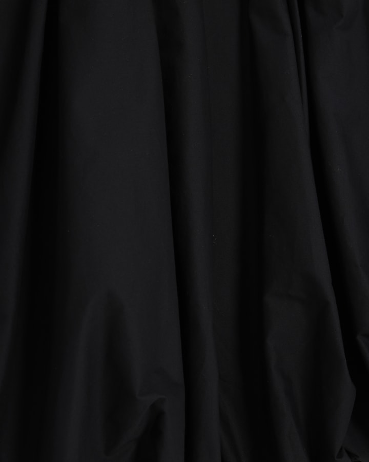 Black Bubble Hem Midi Skirt