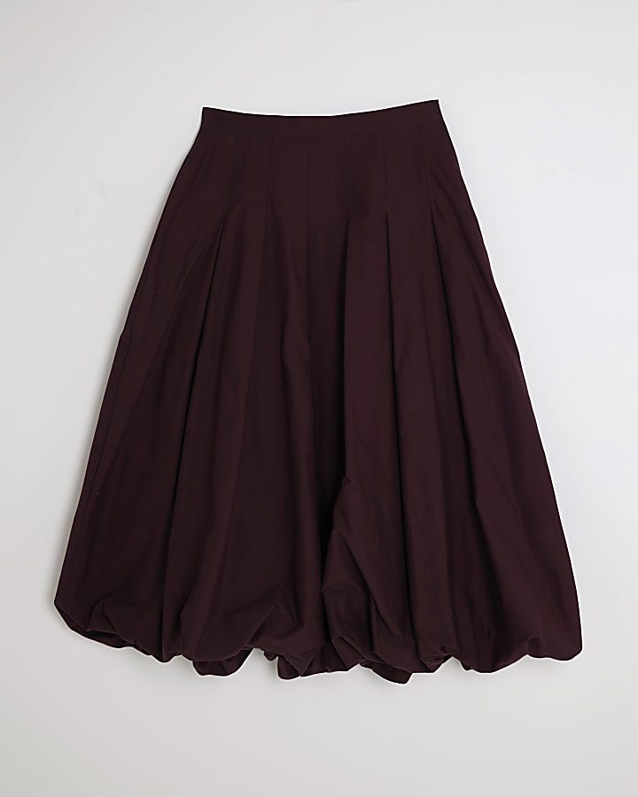 Purple Bubble Hem Midi Skirt