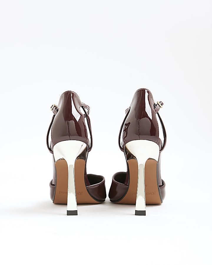 Red Patent Metal Court Heels