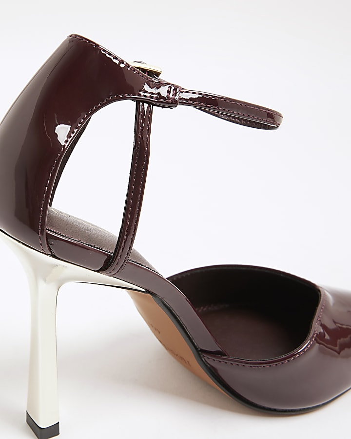 Red Patent Metal Court Heels