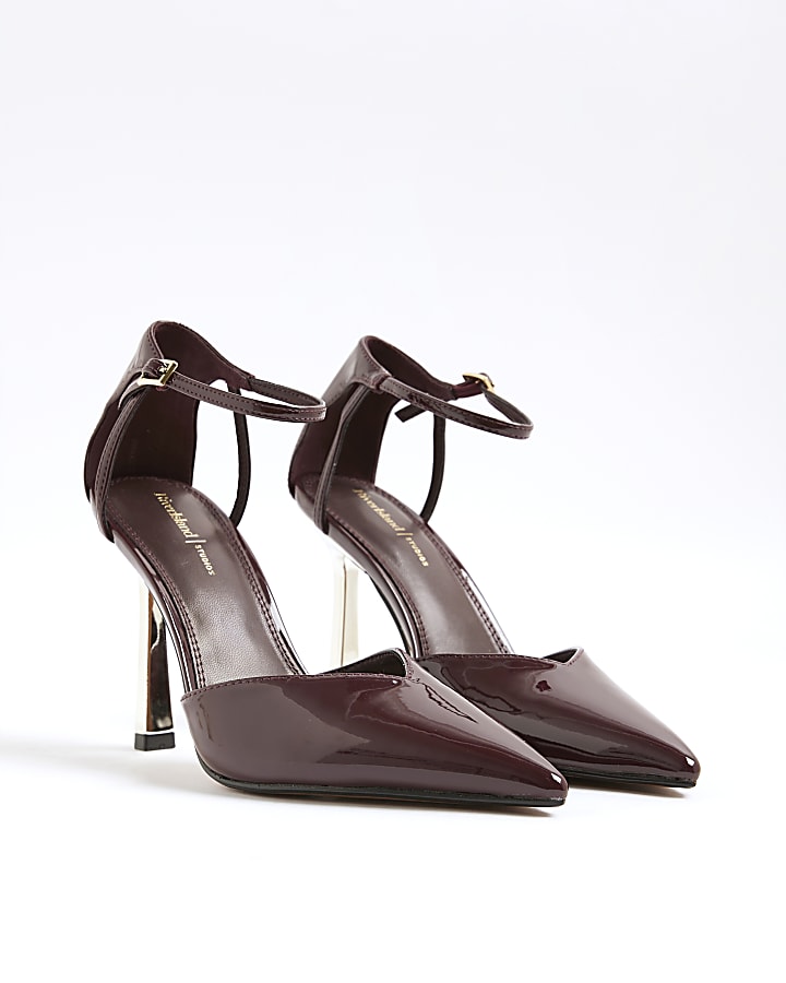 Red Patent Metal Court Heels