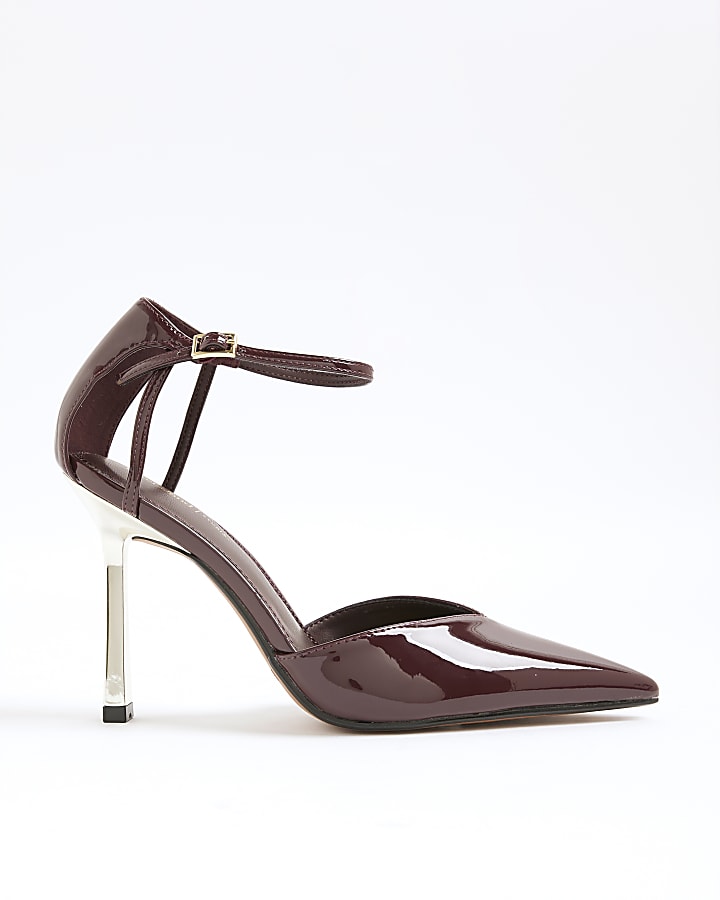 Red Patent Metal Court Heels
