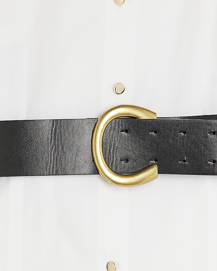 White Poplin Belted Shirt