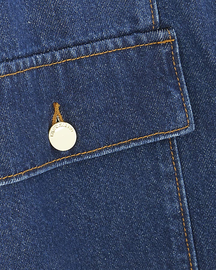 Blue Denim Buckle Belt Mini Skirt