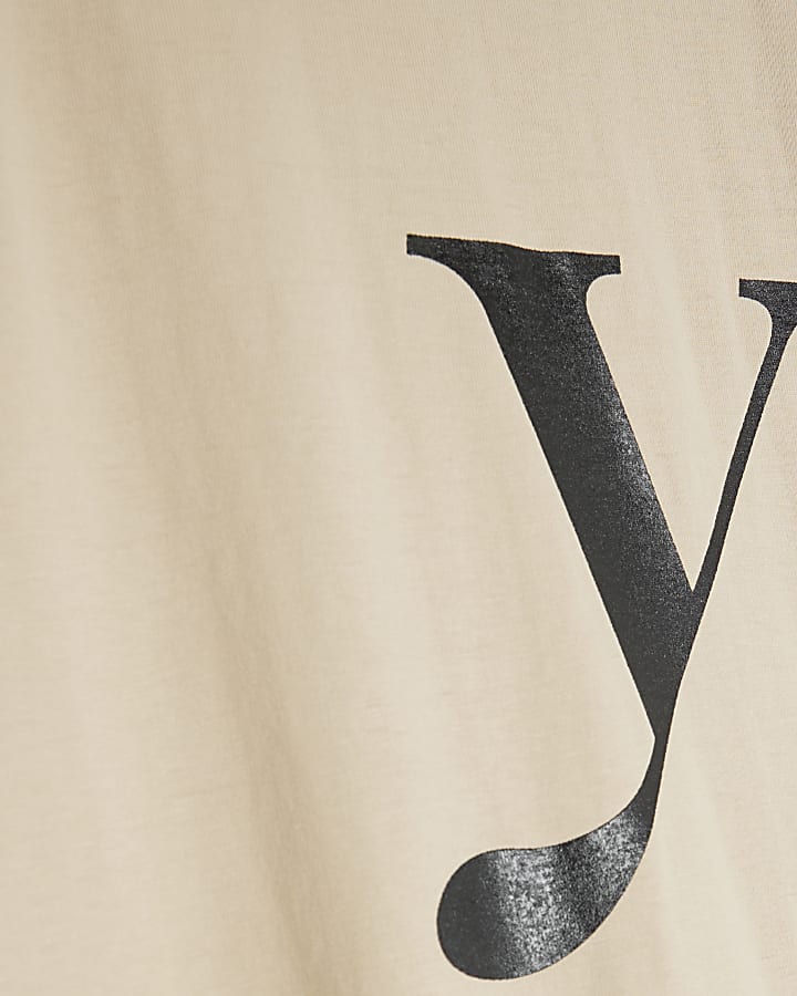 Beige Short Sleeve NYC Print T-shirt
