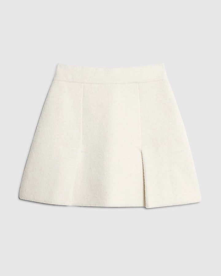 Petite Cream Knitted Mini Skirt