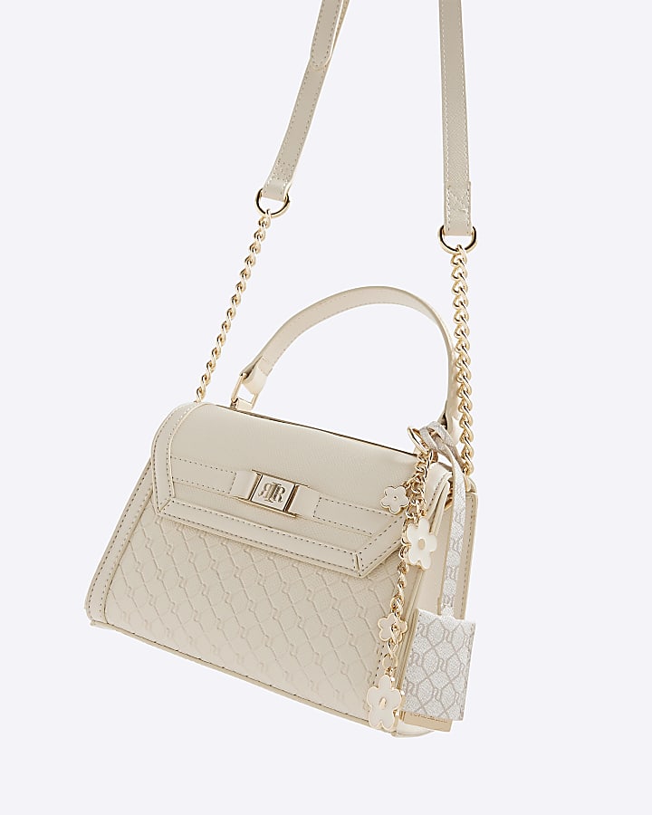 Cream Mini Monogram Cross Body Tote Bag