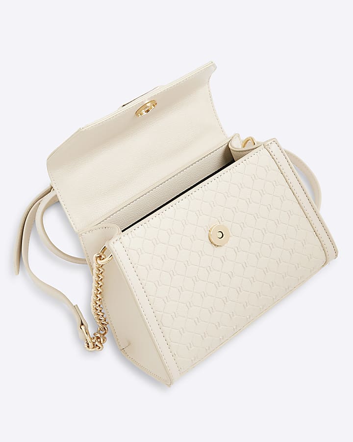 Cream Mini Monogram Cross Body Tote Bag