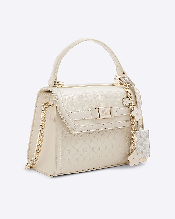 Cream Mini Monogram Cross Body Tote Bag