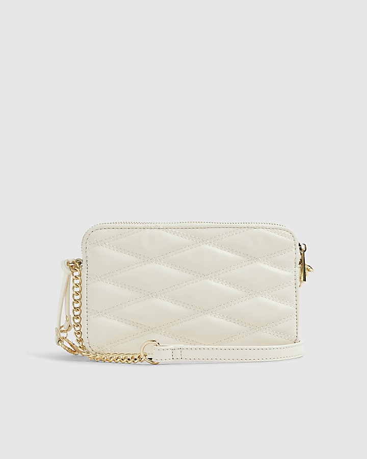 Cream Quilted Cross Body Bag