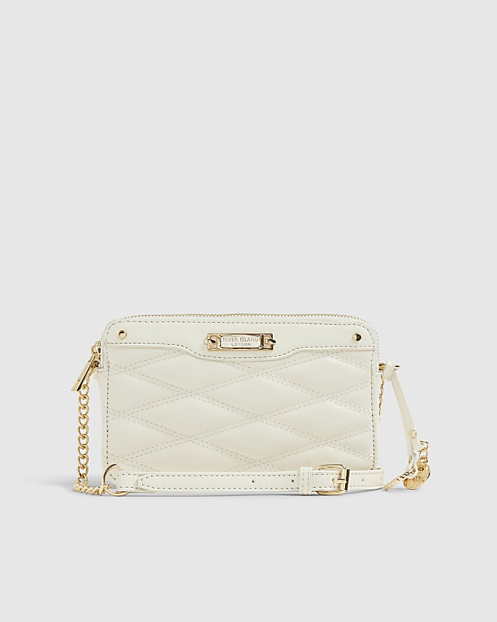 Cream Quilted Cross Body Bag