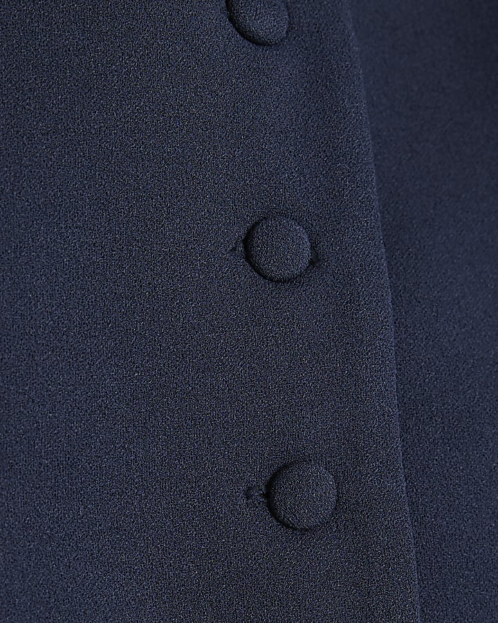 Navy Pleated Halter Neck Waistcoat