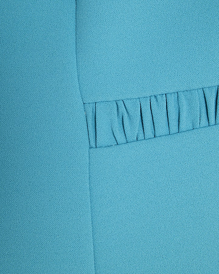 Blue Sleeveless Collared Elastic Waistcoat