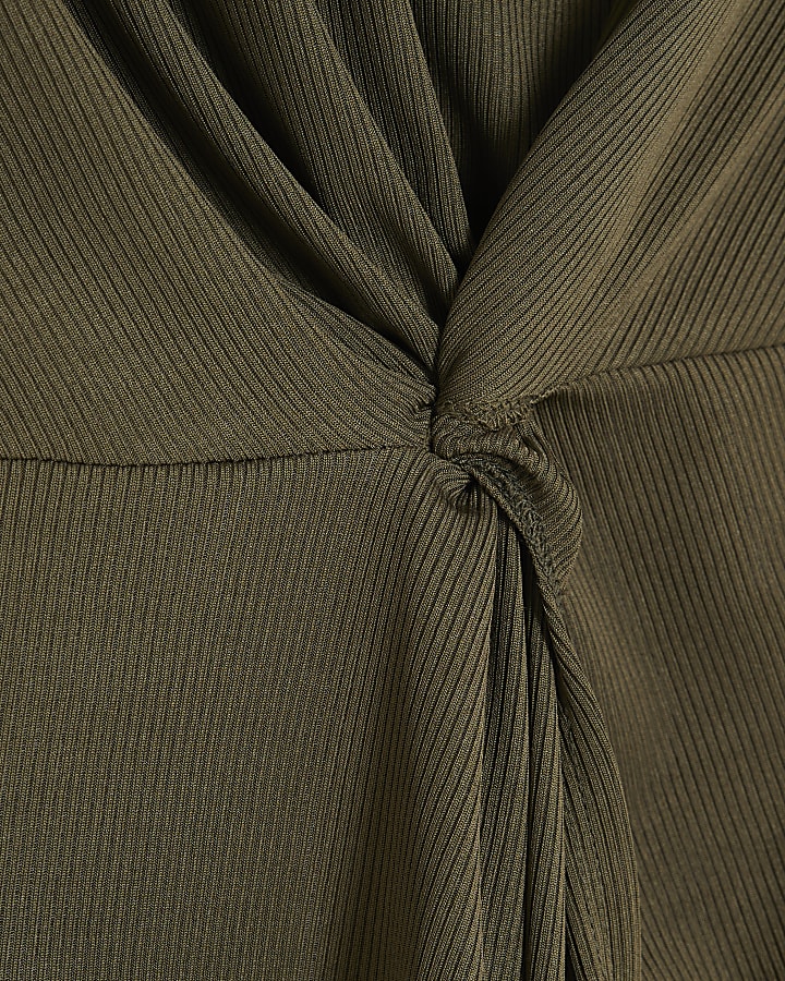 Khaki Sleeveless Twist Front Top