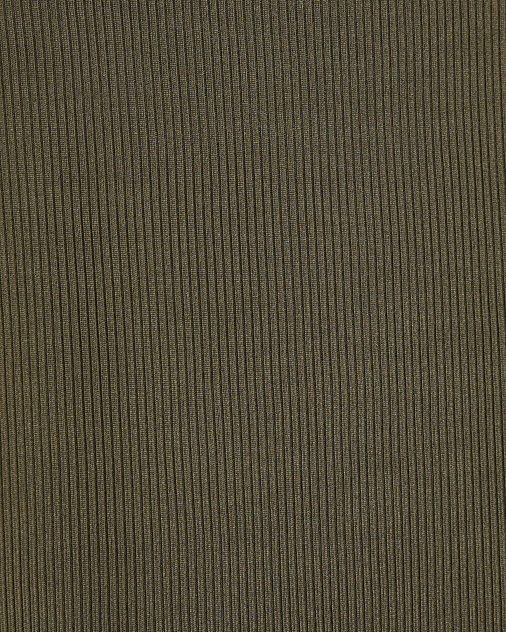 Green Ribbed Flared Trousers