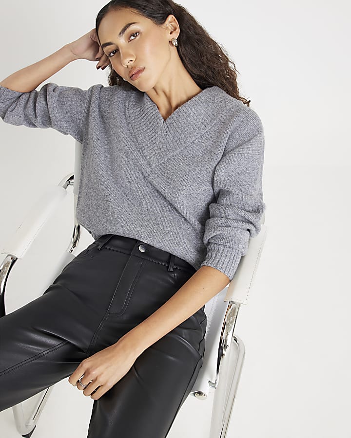 Black Faux Leather Straight Leg Trousers
