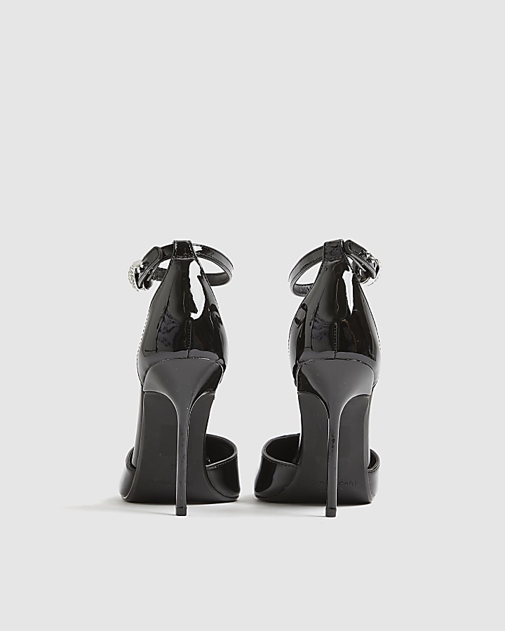 Black Patent Ankle Strapped Court heels