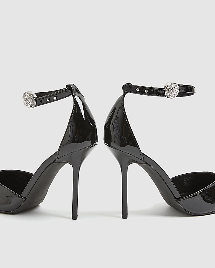 Black Patent Ankle Strapped Court heels