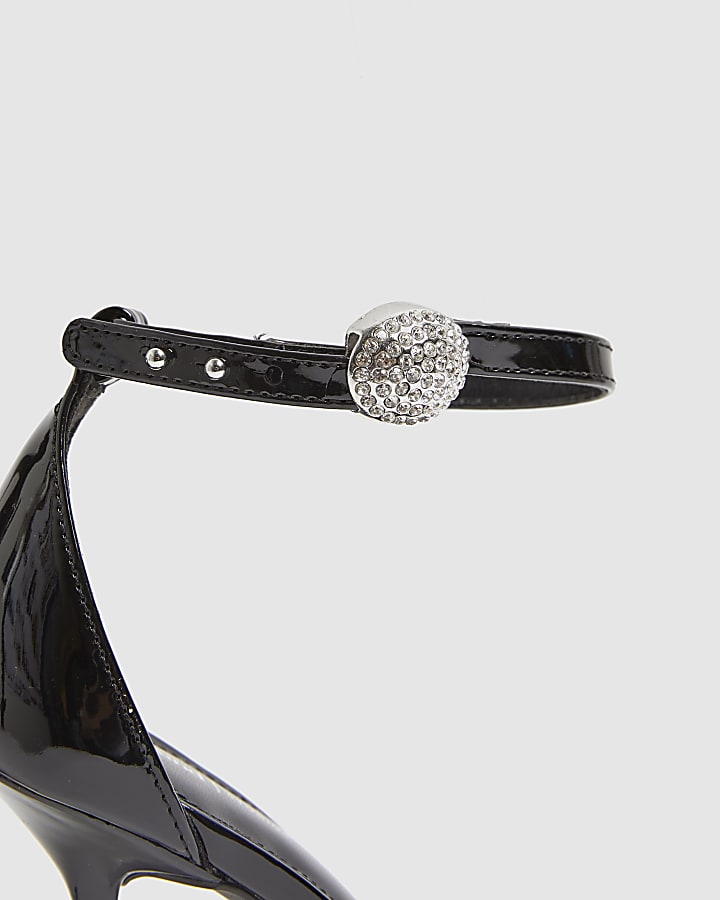 Black Patent Ankle Strapped Court heels