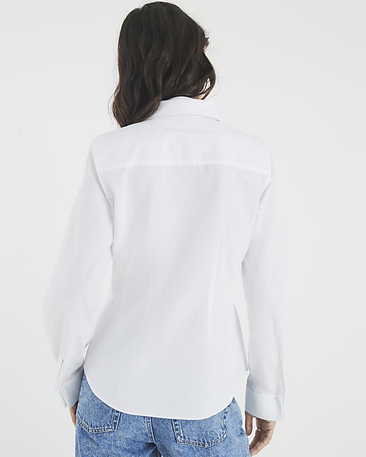White Poplin Shirt With Tie