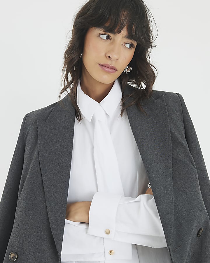 White Poplin Shirt With Tie