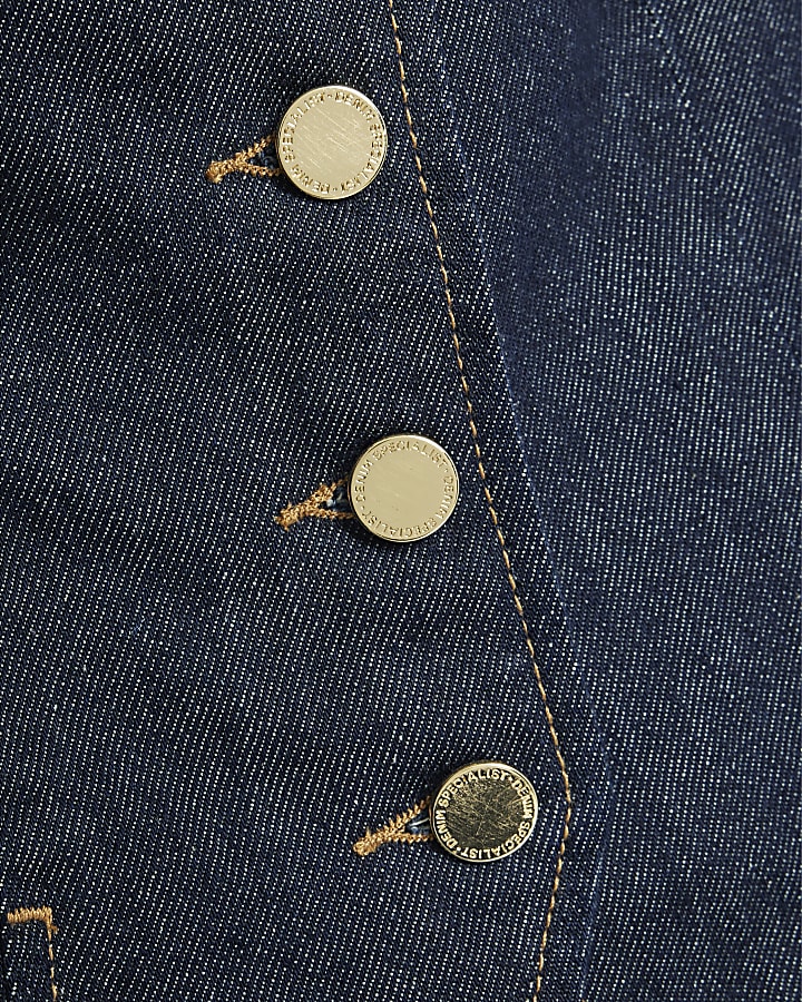Denim Fitted Tab detail Waistcoat