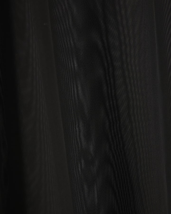 Black Mesh Hybrid T-shirt Midi Dress