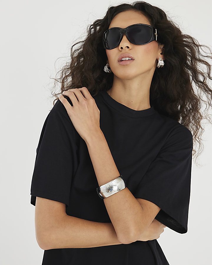 Black Mesh Hybrid T-shirt Midi Dress