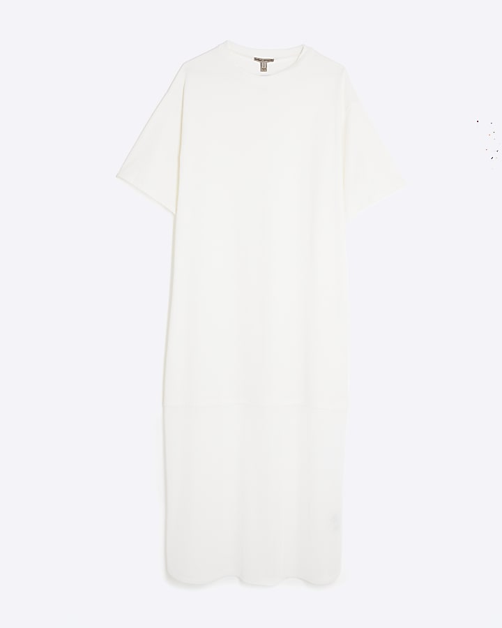 White Mesh Hybrid T-shirt Midi Dress