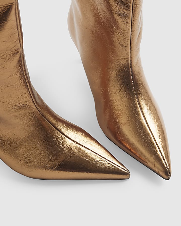 Bronze Straight High Leg Boots