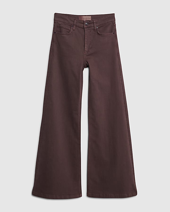 Red High Rise Palazzo Jeans