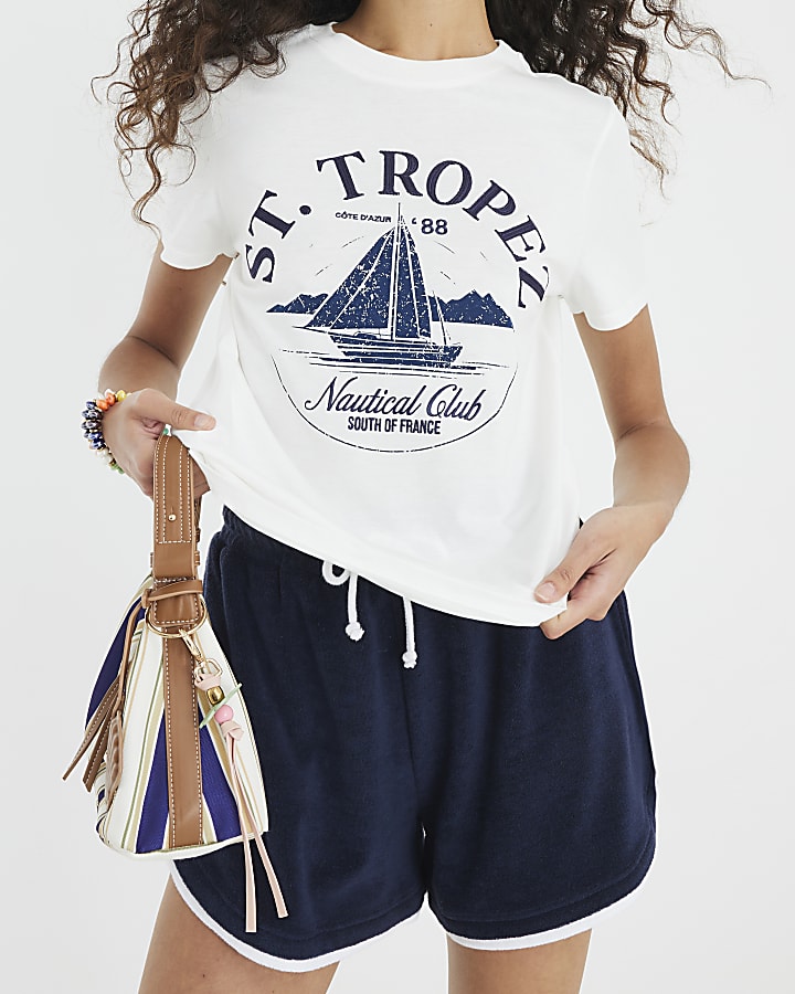 White Short Sleeve St Tropez T-shirt